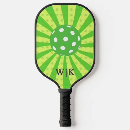 Pickleball Verjaardag Groen RETRO Stripes Sport Pickleball Paddle (Voorkant)