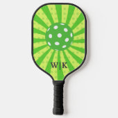 Pickleball Verjaardag Groen RETRO Stripes Sport Pickleball Paddle (Achterkant)