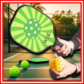 Pickleball Verjaardag Groen RETRO Stripes Sport Pickleball Paddle