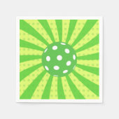 Pickleball Verjaardag Groen RETRO Stripes Sport Servet (Voorkant)