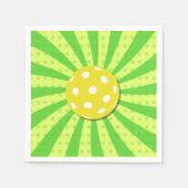 Pickleball Verjaardag Groen RETRO Stripes Sport Servet (Voorkant)