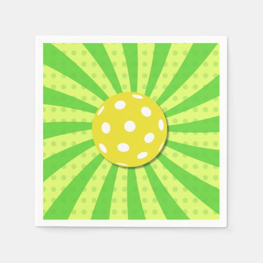 Pickleball Verjaardag Groen RETRO Stripes Sport Servet (Voorkant)