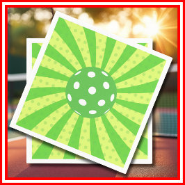 Pickleball Verjaardag Groen RETRO Stripes Sport Servet