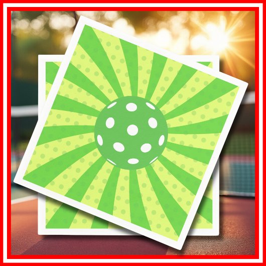 Pickleball Verjaardag Groen RETRO Stripes Sport Servet