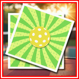 Pickleball Verjaardag Groen RETRO Stripes Sport Servet