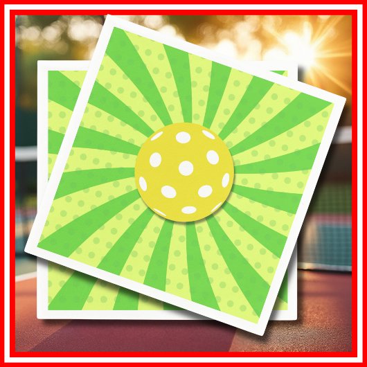 Pickleball Verjaardag Groen RETRO Stripes Sport Servet