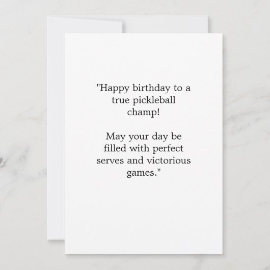 Pickleball Verjaardag Groet (Achterkant)