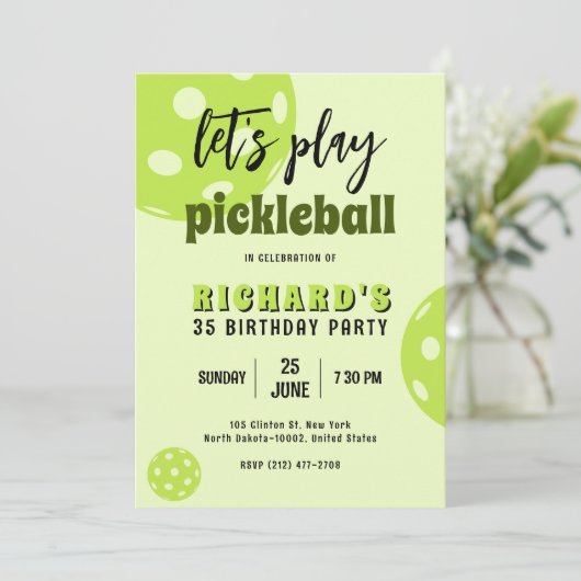 Pickleball Verjaardag Limoen Pickleball Sport Part Kaart (Staand voorkant)