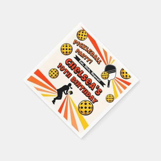 Pickleball Verjaardag Meisjes Party Retro Speler Servet (Hoek)