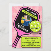 Pickleball Verjaardag RETRO Roze Sport FOTO Kaart (Voorkant)