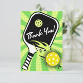 Pickleball Verjaardag RETRO Strepen Groene Sport Bedankkaart (Staand voorkant)