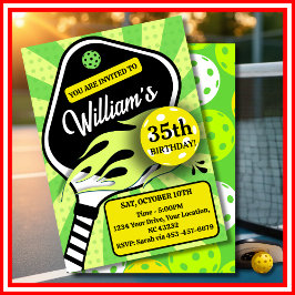 Pickleball Verjaardag RETRO Strepen Groene Sport Kaart