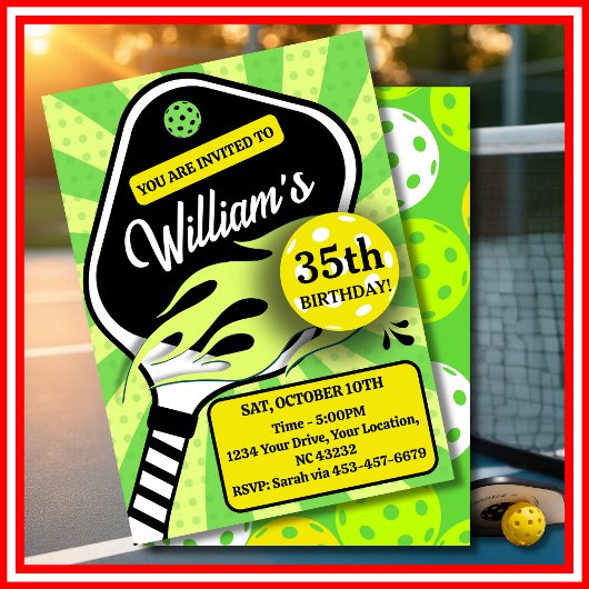 Pickleball Verjaardag RETRO Strepen Groene Sport Kaart