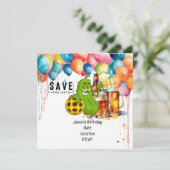 Pickleball Verjaardag Save the Date for Party Kaart (Staand voorkant)
