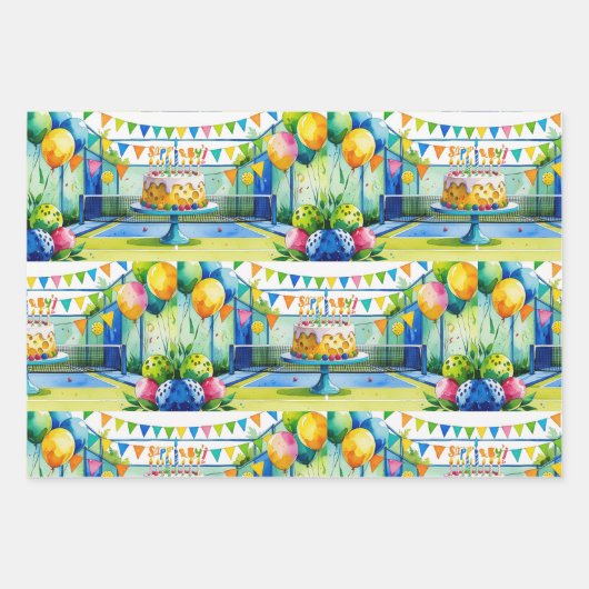 Pickleball Verjaardag thema Inpakpapier Vel (Voorkant)