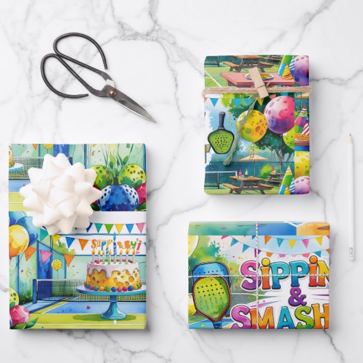 Pickleball Verjaardag thema Inpakpapier Vel (Voorkant)