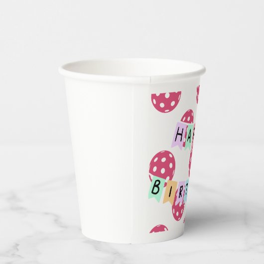 Pickleball Verjaardag Thema met Banner Papieren Bekers (Rechts)