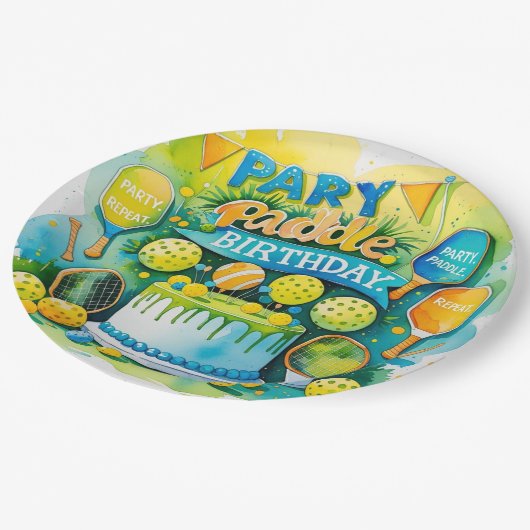Pickleball Verjaardag thema Papieren Bordje (Gekanteld)