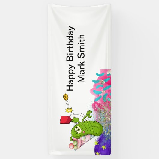 Pickleball Verjaardag thema Spandoek (Verticaal)