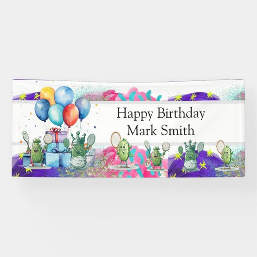 Pickleball Verjaardag thema Spandoek (Horizontaal)