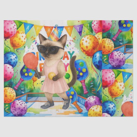 Pickleball Verjaardag thema Tissuepapier (Voorkant)