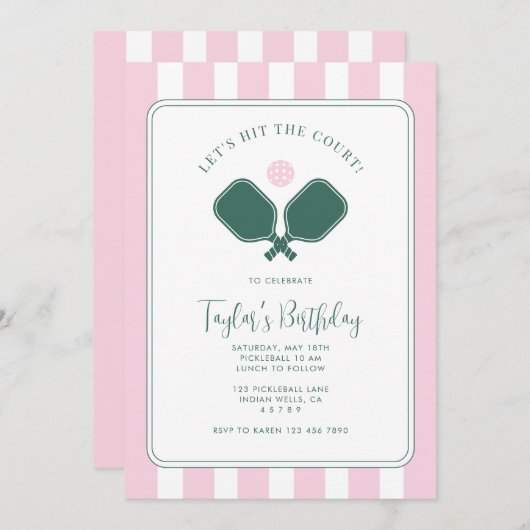 Pickleball Verjaardag Uitnodiging (Voorkant / Achterkant)