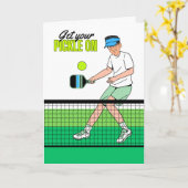 Pickleball Verjaardag voor hem Get Your Pickle On Kaart (Gele Bloem)