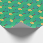 Pickleball Verjaardagsfeest Groen Cadeaupapier (Hoek)