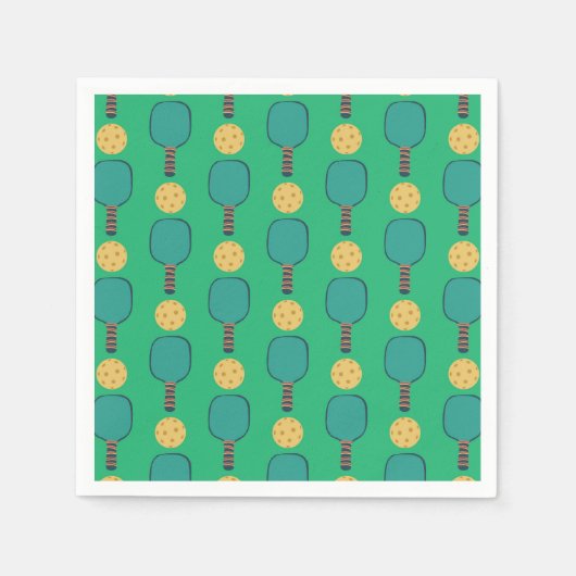 Pickleball Verjaardagsfeest Groen Servet (Voorkant)