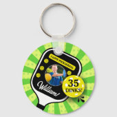 Pickleball Verjaardagsfeest RETRO Groene Sport FOT Sleutelhanger (Voorkant)