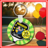 Pickleball Verjaardagsfeest RETRO Groene Sport FOT Sleutelhanger