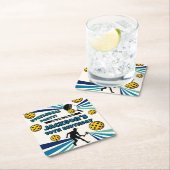 Pickleball Verjaardagsfeest Retro Speler Kartonnen Onderzetters (Insitu)