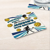 Pickleball Verjaardagsfeest Retro Speler Kartonnen Onderzetters (Schuin)