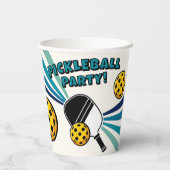 Pickleball Verjaardagsfeest Retro Speler Papieren Bekers (Achterkant)