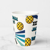 Pickleball Verjaardagsfeest Retro Speler Papieren Bekers (Rechts)