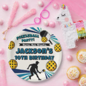 Pickleball Verjaardagsfeest Retro Speler Papieren Bordje (Feest)