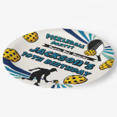 Pickleball Verjaardagsfeest Retro Speler Papieren Bordje (Gekanteld)