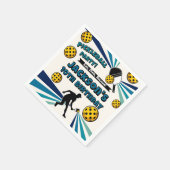 Pickleball Verjaardagsfeest Retro Speler Servet (Hoek)