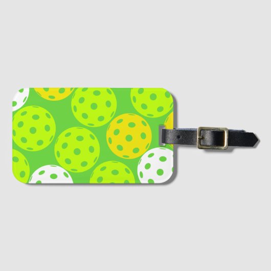 Pickleball Verjaardagsfeest Schattigee Groene Spor Bagagelabel (Voorkant (horizontaal))