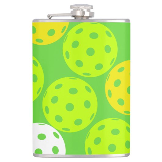 Pickleball Verjaardagsfeest Schattigee Groene Spor Heupfles (Voorkant)