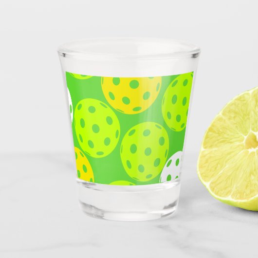 Pickleball Verjaardagsfeest Schattigee Groene Spor Shot Glas (Voorkant)