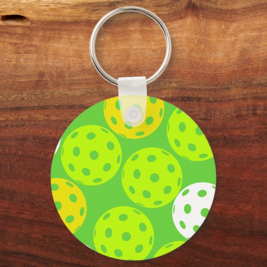 Pickleball Verjaardagsfeest Schattigee Groene Spor Sleutelhanger (Voorkant)
