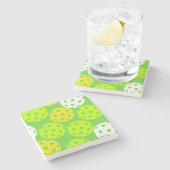 Pickleball Verjaardagsfeest Schattigee Groene Spor Stenen Onderzetter (Zijkant)