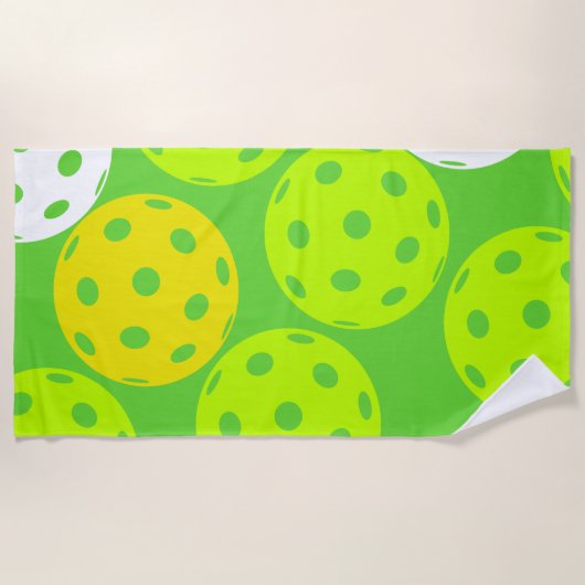 Pickleball Verjaardagsfeest Schattigee Groene Spor Strandlaken (Voorkant)