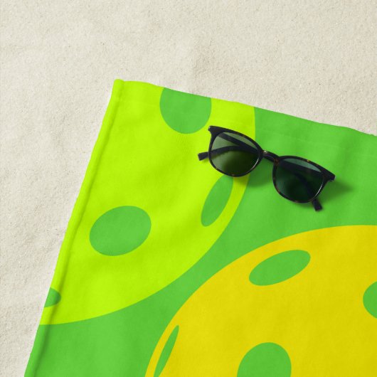 Pickleball Verjaardagsfeest Schattigee Groene Spor Strandlaken (In situ)