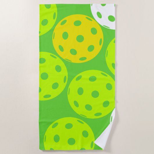 Pickleball Verjaardagsfeest Schattigee Groene Spor Strandlaken (Voorkant)