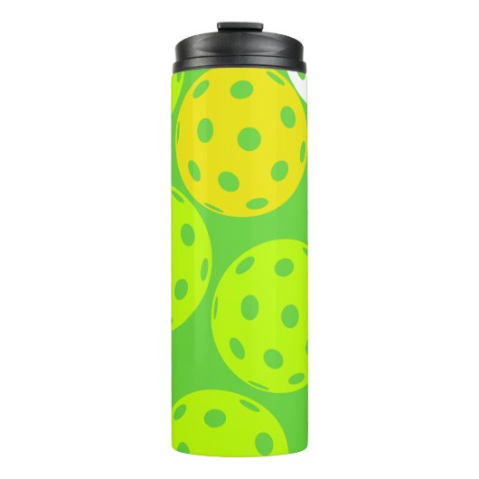 Pickleball Verjaardagsfeest Schattigee Groene Spor Thermosbeker (Voorkant)
