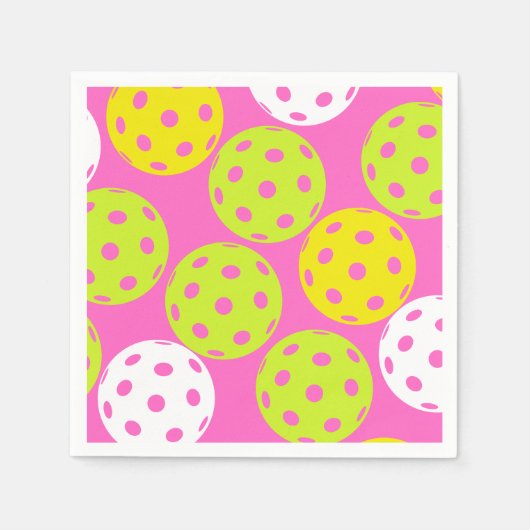 Pickleball Verjaardagsfeest Schattigee Roze Sport Servet (Voorkant)