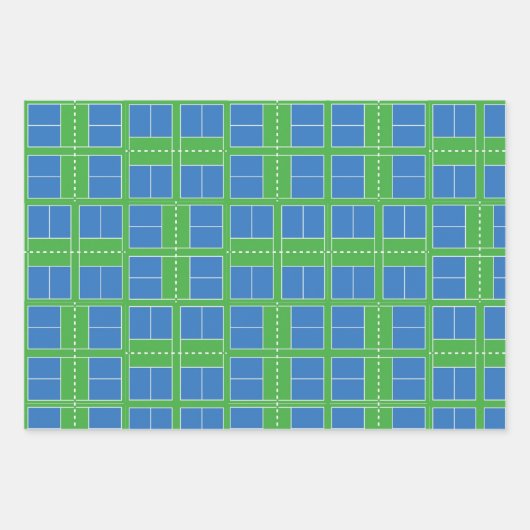 Pickleball Verjaardagsfeestje Blauw en Groen Cadea Inpakpapier Vel (Voorkant 3)
