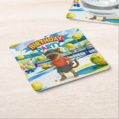 Pickleball verjaardagsfeestje kartonnen onderzetters (Schuin)